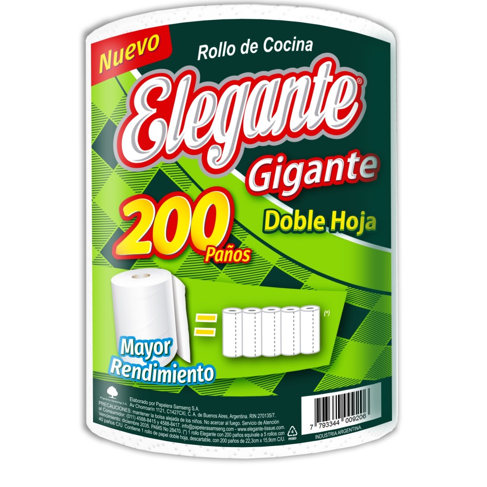 ROLLO DE COCINA ELEGANTE X200 PAÑOS